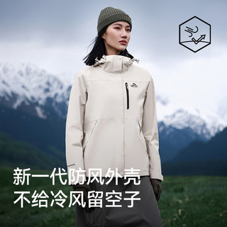 伯希和经典2.0户外冲锋衣男女秋冬加绒三合一登山服 【男款】米白色 | 抓绒两件套 L