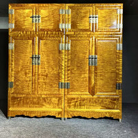 知古匠心适用金丝楠木顶箱柜小叶桢楠满水波全独板衣柜子新中式可 全独板顶箱柜 268*60*268 6门以上