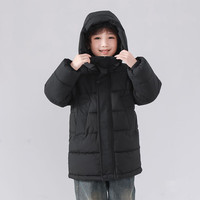 小还美2024冬季儿童棉服加厚男童女童童装中小童宝宝中长款棉袄棉衣夹克 黑色 140cm