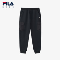 FILA 斐乐 KIDS斐乐童装男大童长裤2024冬新款儿童加绒保暖舒适针织裤