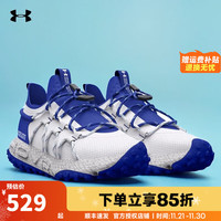 安德玛（Under Armour）跑步鞋男鞋2024春秋HOVR减震耐磨轻便跑鞋训练运动鞋 蓝白3022945-105大一码选择 42  (265mm)