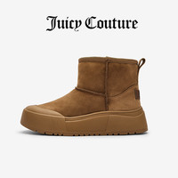 Juicy Couture橘滋靴子女2024年冬季厚底加绒雪地靴短靴