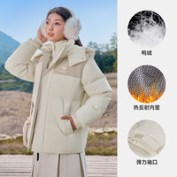 CAMEL骆驼运动三防羽绒服2024秋冬男女防水加绒保暖面包服外套 【石墨烯自发热】燕麦卡/淡卡其，男女同款 女生小拍一码，C34CR08635 XL