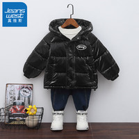 真维斯童装 JEANSWEST JNR男女宝冬装棉服男童冬季亮面免洗外套-中小童童加绒加厚短款棉袄