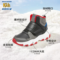 Skechers斯凯奇男女童棉鞋儿童雪地靴冬季厚实保暖中帮大童二棉鞋8701647L 男童-黑色-多彩色-BKMT 27.5码