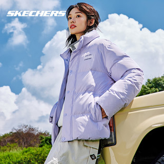 Skechers斯凯奇秋季羽绒服男女同款美拉德防泼水短款百搭外套 U105-石楠紫 160/80A/XS