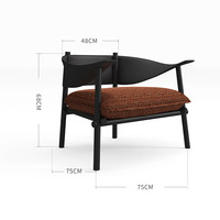 曲美家居包豪斯中古风现代家用客厅设计师侘寂风休闲疯马皮沙发椅 织布艺 日落橙-框架椅【35天】