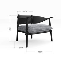 曲美家居包豪斯中古风现代家用客厅设计师侘寂风休闲疯马皮沙发椅 织布艺 月光灰-框架椅【35天】