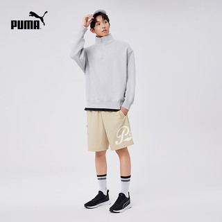 彪马（PUMA）2024秋男女宽松复古休闲半拉链加绒立领长袖卫衣套头衫 632293 浅灰色-72 XL (185/104A)