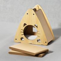 POPOCOLA猫抓板猫窝一体耐抓耐磨不掉屑猫爪板立式自嗨猫咪磨爪器猫屋玩具 三角形猫抓板窝+瓦楞纸替换板