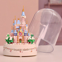 哲高圣诞节氛围摆件创意圣诞礼盒小颗粒拼装积木玩具送男女生 水晶圣诞城堡【音乐盒】683PCS