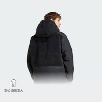 休闲宽松仿羊羔绒拼接保暖连帽棉服男装秋冬adidas阿迪达斯轻运动