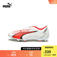 彪马（PUMA）男子低帮湿软草坪金属钉足球鞋ULTRA PLAY MXSG107525 白-黑色-火红色-01 39
