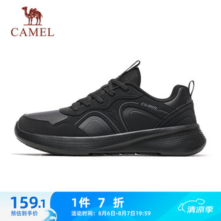 骆驼（CAMEL）运动男鞋革面防泼轻便软底慢跑鞋子 X14C30L4602 黑色 43 【男】4602，黑色