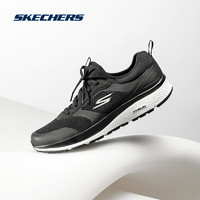 斯凯奇（Skechers）男士运动跑步鞋春季透气运动休闲鞋时尚轻便慢跑鞋 BKW黑色/白色 42.5