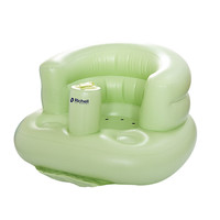 利其尔婴儿多功能坐椅充气沙发宝宝练坐玩耍喂饭洗澡玩具儿童 充气型婴儿椅-内置空气泵-绿