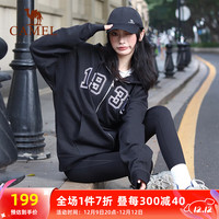 骆驼(CAMEL)针织连帽开胸卫衣时尚休闲男女同款 C33CAYL6051 幻影黑 XS 6051,幻影黑【男女同款】