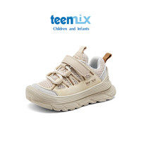 天美意女童运动鞋2024秋冬儿童户外皮面软底大童跑步鞋子 乡村米/田园褐 30码