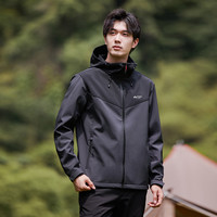 Pioneer Camp拓路者户外软壳衣男加绒防风耐磨防雨防泼徒步运动登山服拼色外套 深灰色 175/L