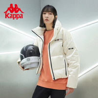 Kappa卡帕学院风羽绒男女冬短款连帽户外面包服防寒服 亮面立领韩国白-012 S