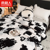 南极人拉舍尔毛毯厚款冬天加厚盖毯加绒被子办公室盖腿宿舍铺床毯子 黑白涂鸦【加厚保暖】 180x220cm【单人毛毯】