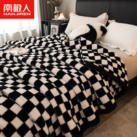 南极人拉舍尔毛毯厚款冬天加厚盖毯加绒被子办公室盖腿宿舍铺床毯子 黑白棋格【加厚保暖】 200x230cm【双人毛毯】