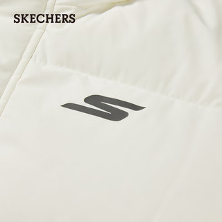 斯凯奇（Skechers）秋季男女短款羽绒立领保暖防泼水上衣百搭舒适P423U038 棉花糖白/0074 XS