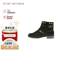 STUART WEITZMAN SW女士GOWEST系列平跟铆钉装饰短靴 黑色36.5