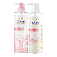 Dove 多芬 植萃樱花0硅油洗发水470ml 盈润发素470ml轻盈滋养（赠发膜50g）