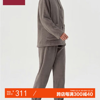 MUJI 無印良品 无印良品（MUJI）女式 暖柔 家居睡衣套装 家居服  烟熏棕色4A Ｓ-Ｍ