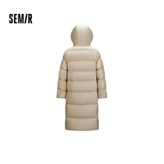 森马（Semir）轻松羽绒|羽绒服女长款三防2024冬宽松连帽外套简约109724113001 贝壳卡50233