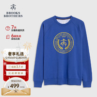 Brooks Brothers BrooksBrothers男士棉质休闲罗纹圆领logo印花卫衣B465-深蓝色XL