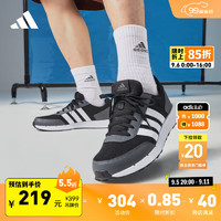 adidas RUN50S休闲简约舒适复古跑步鞋男女阿迪达斯轻运动 黑色/灰色/白色 42