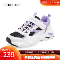 SKECHERS 斯凯奇 百搭运动鞋女大童小白鞋303901L 白色/黑色/紫色/WBPR 31码