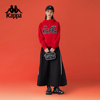 Kappa卡帕背靠背2025蛇年新年款半拉链运动卫衣女针织套头衫上衣 中国红-554 L