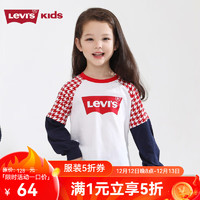 Levi's 李维斯 儿童装春秋款女童长袖T恤打底衫圆领中大小童 奶白 110/52(4)