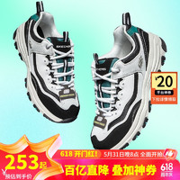 京东百亿补贴、移动端：SKECHERS 斯凯奇 男鞋2024夏季熊猫鞋厚底增高老爹鞋轻便减震休闲鞋低帮运动鞋 经典白黑