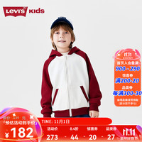 Levi's李维斯儿童开衫卫衣2024冬季男女童同款连帽上衣外套潮 草本红 110/52