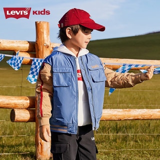 Levi's 李维斯男童棉服冬季童装短款棉服儿童保暖棒球服外套 狂风蓝 130/64(7)