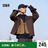 森马（Semir）外套男2024秋季复古经典底特律男士夹克拼接上衣宽松109524108103 酒红60949 L