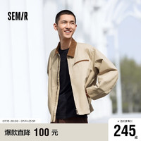 森马（Semir）外套男2024秋季复古经典底特律男士夹克拼接上衣宽松109524108103 浅卡其50368 XL