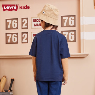 Levi's李维斯童装春秋款男童T恤儿童假2件撞色打底衫 深靛蓝 120/60(6)