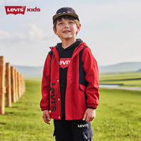 Levi's 李维斯男童风衣秋冬款加绒童装儿童拼色连帽外套
