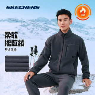 Skechers斯凯奇奥莱 秋季男针织外套摇粒绒保暖拉链上衣