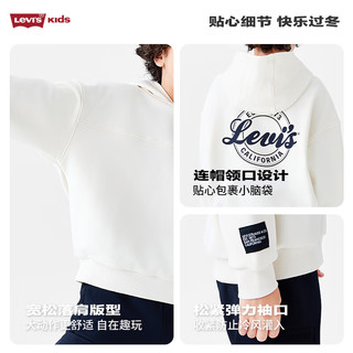 Levi's李维斯儿童童装卫衣2024冬季男童女童连帽长袖上衣潮 糖果白 110/52