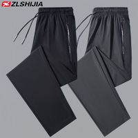 ZLSHIJIA 战狼世家 男士冰丝速干裤夏季薄款运动裤宽松透气休闲裤弹力直筒裤