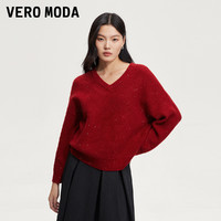 VERO MODA 针织衫24秋季新款V领亮片含绵羊毛宽松毛衣女