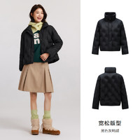 Semir 森马 [商场同款]森马羽绒服女薄款千鸟格宽松2024新款防水防风立领冬装