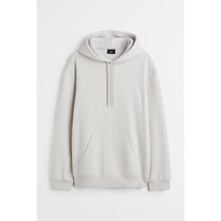 HM男装女装卫衣2024秋季宽松运动衫美式卫衣连帽0970819 浅米灰色039 180/116