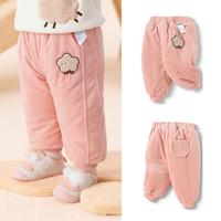 巴拉巴拉儿童裤子男童宝宝秋冬女童长裤天鹅绒加厚保暖萌 粉红-天鹅绒-60021